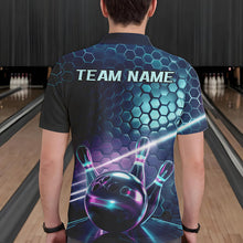Load image into Gallery viewer, Custom Blue And Purple Holographic Bowling Team Polo Shirts For Men, Bowlers Outfit IPHW8901