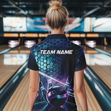 Load image into Gallery viewer, Custom Hexagon Holographic Bowling Team Women Quarter-Zip Shirts, Galaxy Bowling Shirt IPHW8903