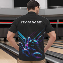 Load image into Gallery viewer, Custom Black, Blue And Purple Holographic Bowling Quarter-Zip Shirts For Men, Bowling Team Uniform IPHW8905