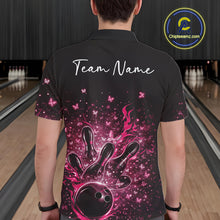 Load image into Gallery viewer, Custom Pink Elegant Butterfly Bowling Men Polo Shirt, Flame Bowlers Jersey IPHW11014