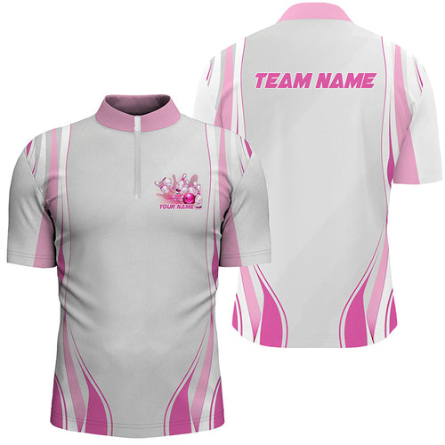 Pink Bowling Shirts For Men And Women, Custom Name Bowling Uniforms Bowling Jerseys IPHW6957