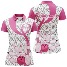 Load image into Gallery viewer, Custom Pink Ribbon Breast Cancer Bowling Shirts For Women, Breast Cancer Bowling Jersey IPHW7513