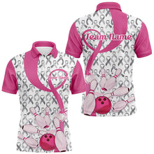 Load image into Gallery viewer, Custom Pink Ribbon Breast Cancer Bowling Shirts For Men, Breast Cancer Bowling Jersey IPHW7513