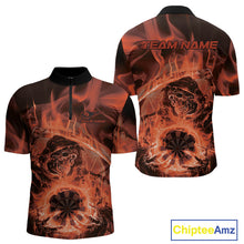Load image into Gallery viewer, Custom Orange Flame Grim Reaper Halloween Dart Men Quarter-Zip Shirts For Team, Dart Jerseys IPHW10031