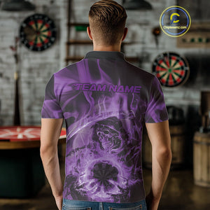 Custom Purple Flame Grim Reaper Halloween Dart Men Polo Shirts For Team, Dart Jerseys IPHW10032