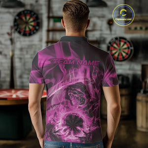 Custom Pink Flame Grim Reaper Halloween Dart Men Polo Shirts For Team, Dart Jerseys IPHW10034