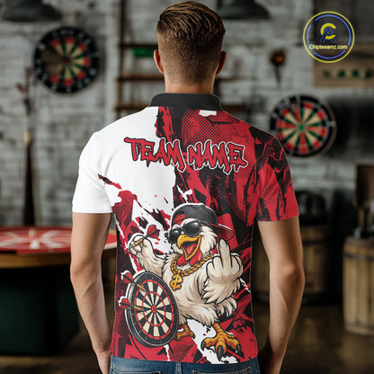 Custom Red Camo Funny Chicken Dart Polo Shirt For Men, Hiphop Dart Jersey IPHW12658