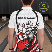 Load image into Gallery viewer, Custom Red Lion Bowling Men Polo Shirt, Lion Bowling Team League Shirt IPHW10124