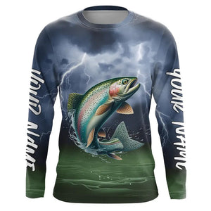 Thunder Lightning Custom Rainbow Trout Long Sleeve Tournament Fishing Shirts, Trout Fishing Jerseys IPHW8164