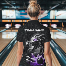 Load image into Gallery viewer, Custom Black And Purple Dragon Bowling Women Quarter-Zip Shirts, Dragon Bowler Outfit IPHW8917