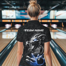 Load image into Gallery viewer, Custom Black And Blue Dragon Bowling Women Quarter-Zip Shirts, Dragon Bowler Outfit IPHW8918
