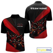 Load image into Gallery viewer, Custom Black And Red Flame Men Bowling Team Shirts, Bowling League Shirt Bowler Jerseys IPHW11290