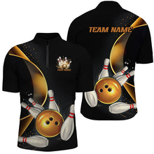 Load image into Gallery viewer, Custom Black And Gold Bowling Team Shirts For Men And Women, Unisex Bowling League Shirts IPHW6616