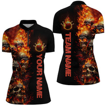 Load image into Gallery viewer, Custom Flame Skull Bowling Shirts For Women, Halloween Bowling Outfits For Bowling Team IPHW7169