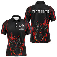 Load image into Gallery viewer, Black And Red Flame Custom Bowling Shirts For Men, Bowling League Shirt Team Jerseys IPHW7174