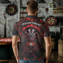 Load image into Gallery viewer, Custom Red Orange Flame Skull With Wings Dart Polo Shirt For Men, Halloween Dart Outfit IPHW10041
