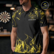 Load image into Gallery viewer, Custom Yellow Flame Skull With Wings Dart Polo Shirt For Men, Halloween Dart Outfit IPHW10045