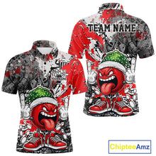 Load image into Gallery viewer, Custom Funny Christmas Bowling Men Polo Shirts, Crazy Bowling Ball Xmas Outfit IPHW10129