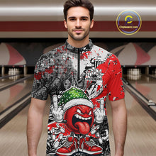Load image into Gallery viewer, Custom Funny Christmas Bowling Men Quarter-Zip Shirts, Crazy Bowling Ball Xmas Outfit IPHW10129