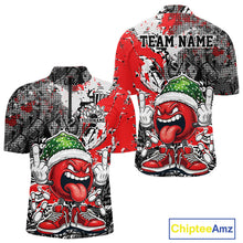 Load image into Gallery viewer, Custom Funny Christmas Bowling Men Quarter-Zip Shirts, Crazy Bowling Ball Xmas Outfit IPHW10129