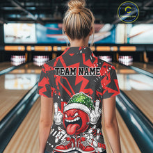 Load image into Gallery viewer, Custom Funny Christmas Bowling Women Polo Shirts, Crazy Bowling Ball Xmas Outfit IPHW10130