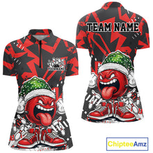 Load image into Gallery viewer, Custom Funny Christmas Bowling Women Quarter-Zip Shirts, Crazy Bowling Ball Xmas Outfit IPHW10130