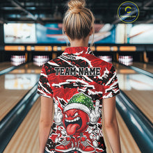 Load image into Gallery viewer, Custom Funny Christmas Bowling Women Polo Shirts, Crazy Bowling Ball Xmas Outfit IPHW10131