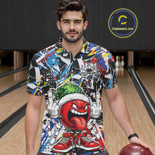 Load image into Gallery viewer, Custom Funny Colorful Christmas Bowling Men Polo Shirts, Crazy Bowling Ball Xmas Outfit IPHW10133