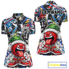Load image into Gallery viewer, Custom Funny Colorful Christmas Bowling Women Quarter-Zip Shirts, Crazy Ball Xmas Outfit IPHW10133