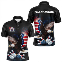 Load image into Gallery viewer, American Flag Eagle Custom Patriotic Bowling Polo Shirts For Men, US Bowling League Shirt IPHW8392