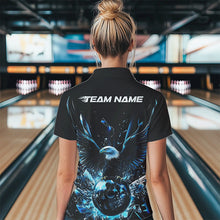 Load image into Gallery viewer, Black And Blue Eagle Break Glass Custom Bowling Quarter-Zip Shirts For Women Team Shirt IPHW8396