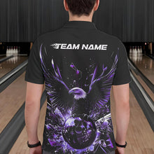 Load image into Gallery viewer, Black And Purple Eagle Break Glass Custom Bowling Polo Shirts For Men, Bowling Team Shirt IPHW8397