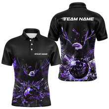 Load image into Gallery viewer, Black And Purple Eagle Break Glass Custom Bowling Polo Shirts For Men, Bowling Team Shirt IPHW8397