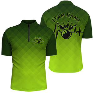 Bowling Heartbeat Pulse Line Green Argyle Custom Bowling Team Shirts For Men And Women IPHW6443