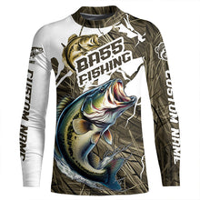 Load image into Gallery viewer, Largemouth Bass Fishing Custom Long Sleeve Tournament Shirts, Camouflage Bass Fishing Jerseys IPHW6625