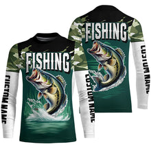 Load image into Gallery viewer, Camouflage Largemouth Bass Fishing Custom Long Sleeve Tournament Shirts, Fishing Gifts For Fisherman IPHW6628