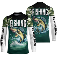 Load image into Gallery viewer, Camouflage Walleye Fishing Custom Long Sleeve Tournament Shirts, Fishing Gifts For Fisherman IPHW6629