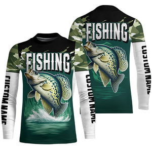 Camouflage Crappie Fishing Custom Long Sleeve Tournament Shirts, Fishing Gifts For Fisherman IPHW6630