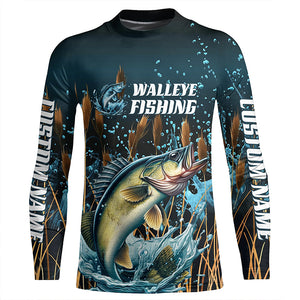 Walleye Fishing Customized Long Sleeve Tournament Fishing Shirts, Walleye Fishing Jerseys IPHW6632