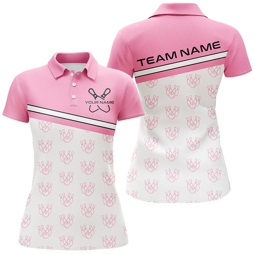 Pink Bowling Shirts For Women, Bowling Uniform Custom Bowling League Shirts IPHW6962