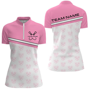 Pink Bowling Shirts For Women, Bowling Uniform Custom Bowling League Shirts IPHW6962