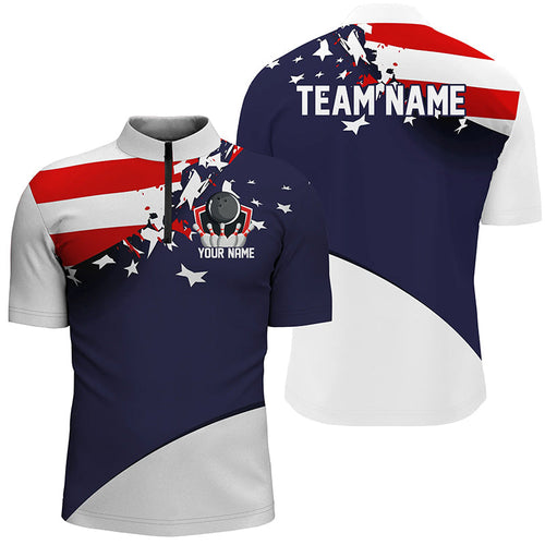Custom American Flag Bowling Jerseys For Men And Women, Patriotic Bowling Shirts IPHW6968