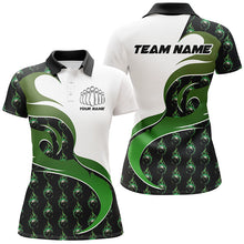 Load image into Gallery viewer, Customized Green Flame Bowling Polo Shirts For Women, Bowling Team Shirts Outfit Bowling IPHW6973