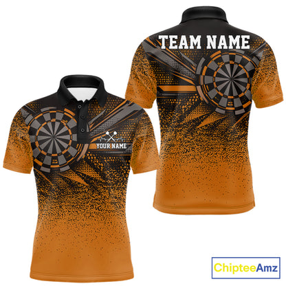 Custom Orange Grunge Dart Team Polo Shirt For Men, Dart Tournament Dart Jersey IPHW12680