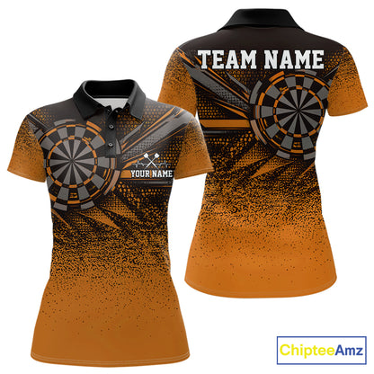 Custom Orange Grunge Dart Team Polo Shirt For Women, Dart Tournament Dart Jersey IPHW12680