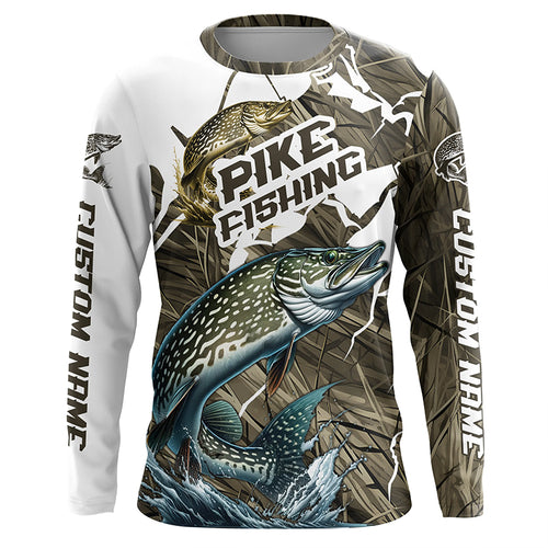 Custom Pike Fishing Long Sleeve Tournament Fishing Shirts, Pike Fishing Jerseys IPHW6452