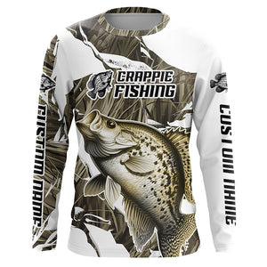 Grass Camo Custom Crappie Fishing Long Sleeve Tournament Fishing Shirts, Crappie Fishing Apparel IPHW6460