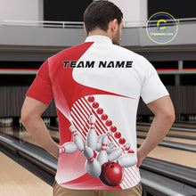 Load image into Gallery viewer, Custom White And Red Bowling Ball And Pins Men Quarter-Zip Shirt, Bowling Team Jerseys IPHW11318