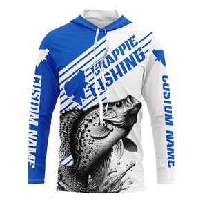 Crappie Fishing Customized Name Long Sleeve Tournament Shirts, Crappie Fishing Jerseys | Blue IPHW6652