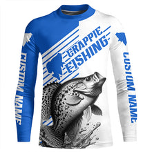 Load image into Gallery viewer, Crappie Fishing Customized Name Long Sleeve Tournament Shirts, Crappie Fishing Jerseys | Blue IPHW6652